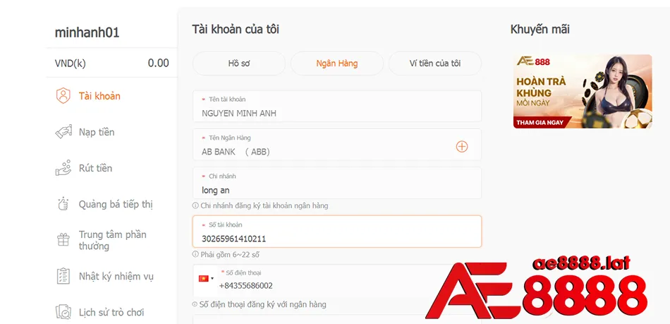 Một số các phương thức rút tiền AE8888 phổ biến