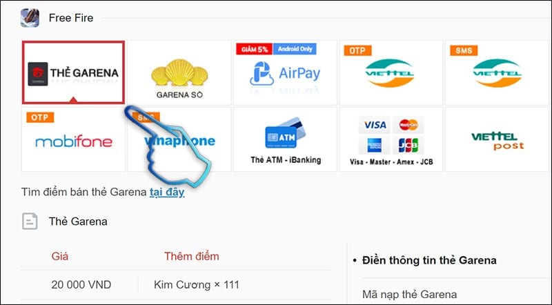 Cách Nạp Thẻ Tháng FF