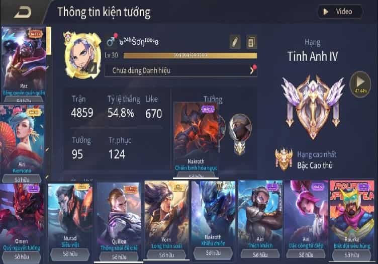 Hình Ảnh Rank Cao Nhất Liên Quân Vip