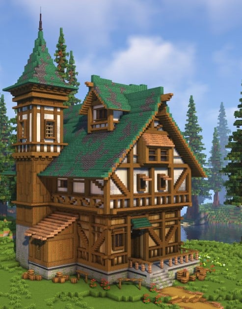 Mẫu nhà trung cổ Minecraft đẹp xuất sắc