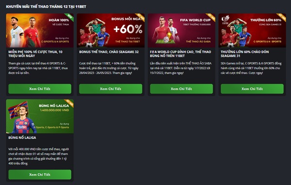 Khuyến mãi thể thao 11bet có gì?