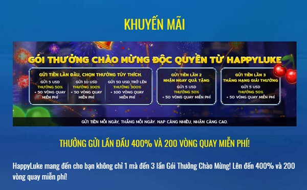 Khuyến mãi nạp lần đầu HappyLuke thế nào?