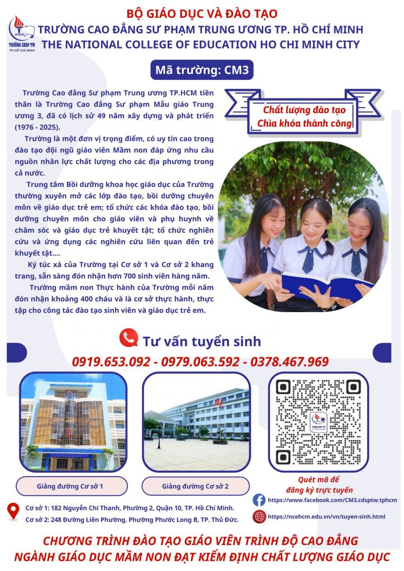 Đến với Cao Đẳng Sư Phạm Trung Ương TP. HCM, sinh viên được giảng dạy hiệu quả bằng các phương pháp học tập tiến tiến