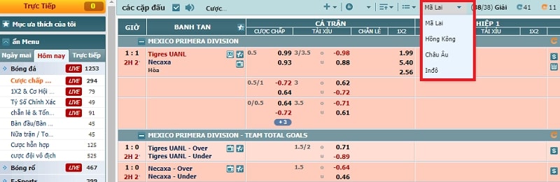 Cách Chọn Tỷ Lệ Kèo Để Xem