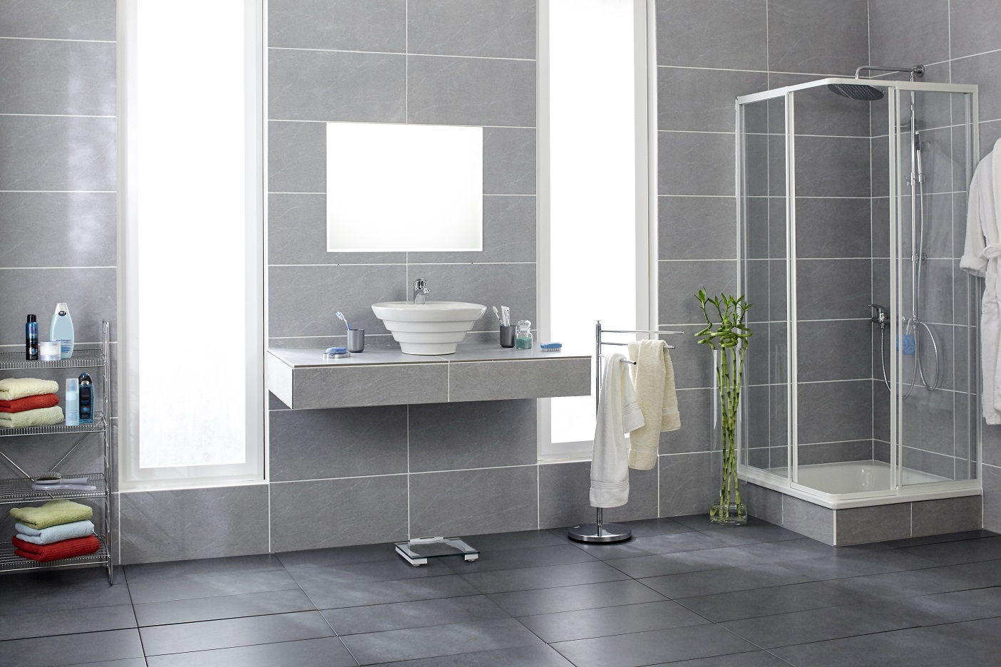 Upgrade Your Bathroom With Fresh Tile & Curtain-less Shower Space
